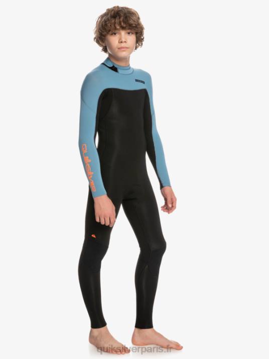 garçons Quiksilver 8-16 3/2mm sessions quotidiennes back zip wetsuit D6PT2223 noir/bleu provincial