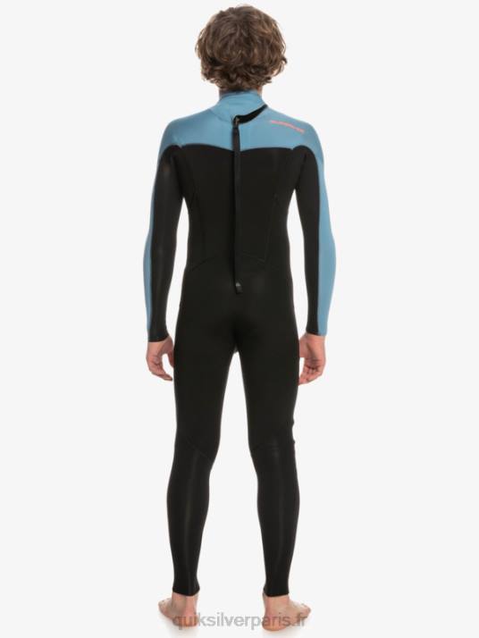 garçons Quiksilver 8-16 3/2mm sessions quotidiennes back zip wetsuit D6PT2223 noir/bleu provincial