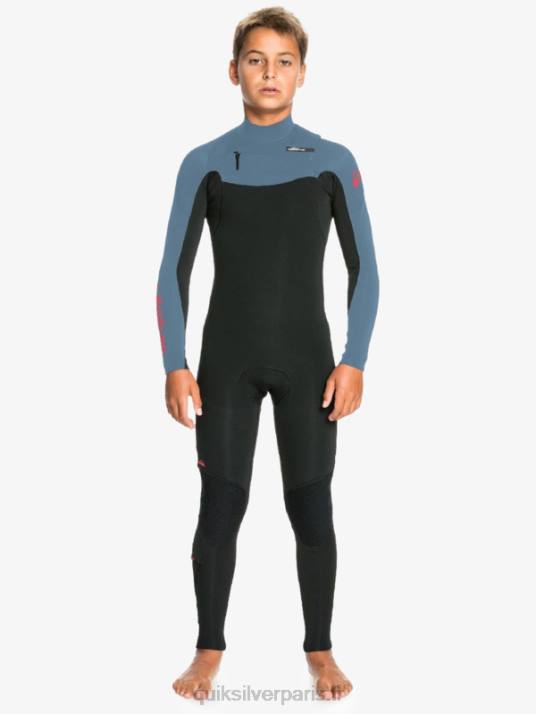 garçons Quiksilver 8-16 4/3 sessions quotidiennes combinaison back-zip D6PT2226 noir/bleu provincial