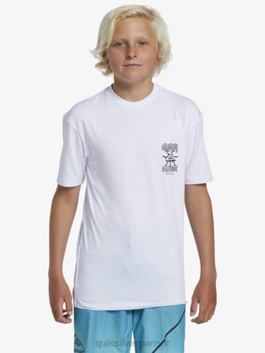 garçons Quiksilver 8-16 mix session upf 50 t-shirt de surf à manches courtes D6PT2017 blanc
