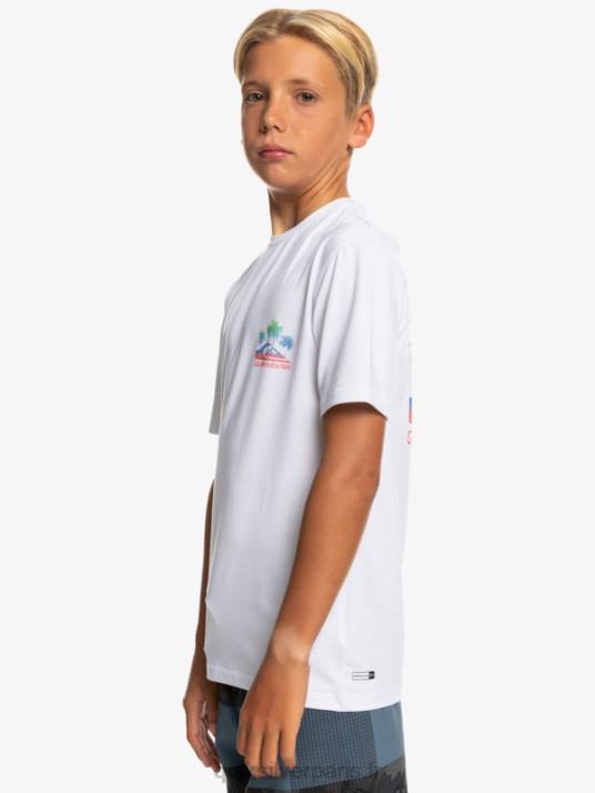 garçons Quiksilver 8-16 mix session upf 50 t-shirt de surf à manches courtes D6PT2017 blanc