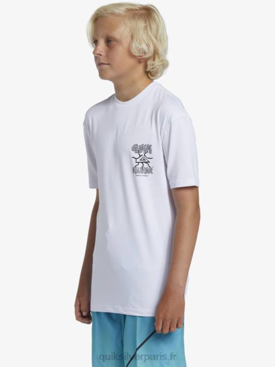 garçons Quiksilver 8-16 mix session upf 50 t-shirt de surf à manches courtes D6PT2017 blanc