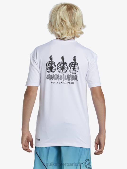 garçons Quiksilver 8-16 mix session upf 50 t-shirt de surf à manches courtes D6PT2017 blanc