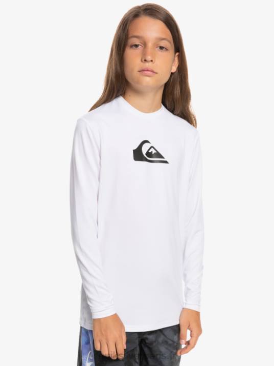 garçons Quiksilver 8-16 solid streak ls t-shirt de surf pour jeunes l/sl D6PT2118 blanc