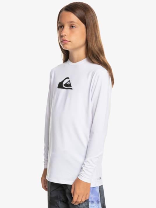 garçons Quiksilver 8-16 solid streak ls t-shirt de surf pour jeunes l/sl D6PT2118 blanc