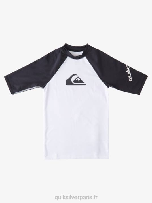 garçons Quiksilver 8-16 tous les temps à manches courtes upf 50 rashguard D6PT2245 blanc noir