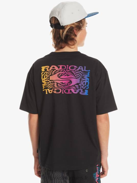 garçons Quiksilver t-shirt drapeau radical 8-16 D6PT1966 noir