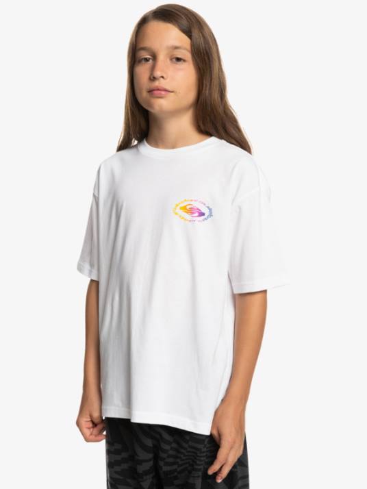 garçons Quiksilver t-shirt drapeau radical 8-16 D6PT1967 blanc