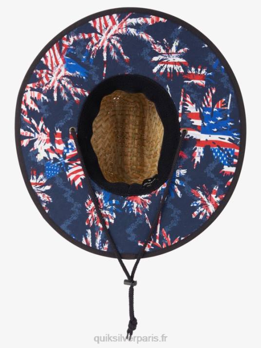Hommes Quiksilver chapeau de sauveteur en paille outsider americana D6PT413 marine/rouge