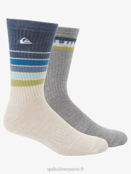 Hommes Quiksilver Lot de 2 paires de chaussettes Everyday Swell Crew D6PT1091 bruyère ivoire
