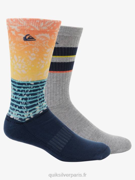 Hommes Quiksilver Lot de 2 paires de chaussettes mi-mollet en jacquard D6PT1142 marine