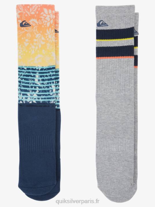 Hommes Quiksilver Lot de 2 paires de chaussettes mi-mollet en jacquard D6PT1142 marine