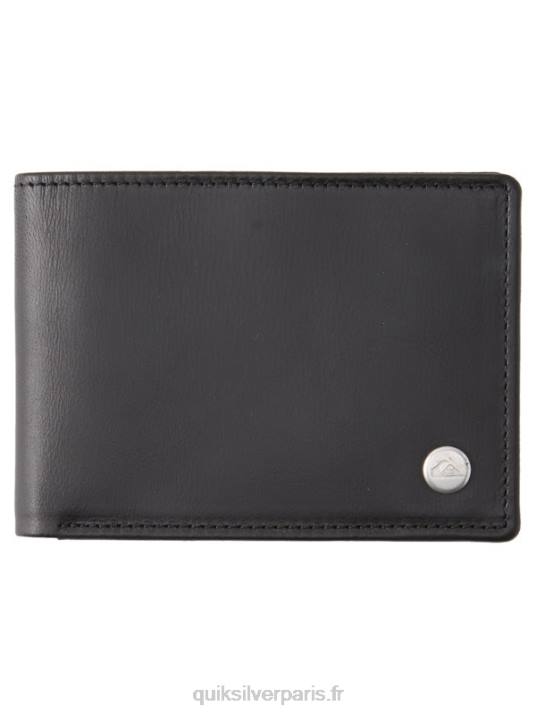 Hommes Quiksilver portefeuille en cuir à trois volets mac D6PT1221 noir