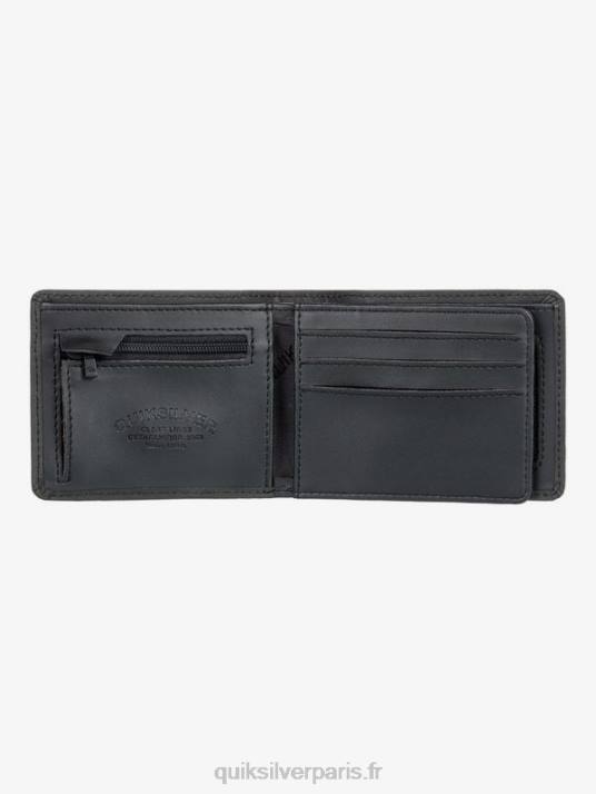 Hommes Quiksilver portefeuille en cuir à trois volets mac D6PT1221 noir