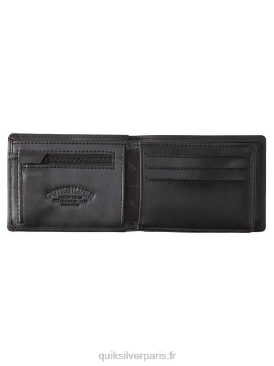 Hommes Quiksilver portefeuille en cuir à trois volets mac D6PT1221 noir