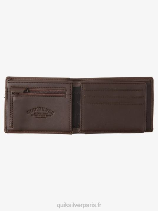 Hommes Quiksilver portefeuille en cuir à trois volets mac D6PT1222 Chocolat brun