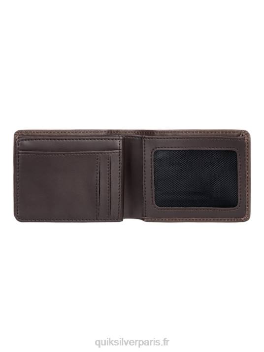 Hommes Quiksilver portefeuille en cuir à trois volets mac D6PT1222 Chocolat brun