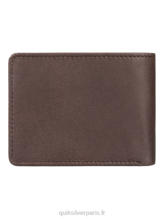 Hommes Quiksilver portefeuille en cuir à trois volets mac D6PT1222 Chocolat brun