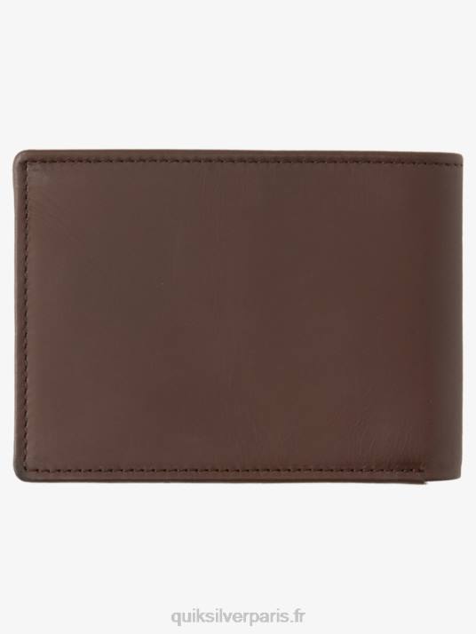Hommes Quiksilver portefeuille en cuir à trois volets mac D6PT1222 Chocolat brun