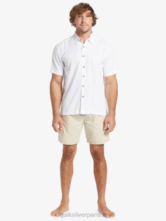 Hommes Quiksilver chemise anti-rides premium waterman tahiti palms D6PT867 blanc