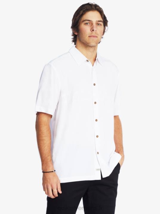 Hommes Quiksilver chemise anti-rides premium waterman tahiti palms D6PT867 blanc