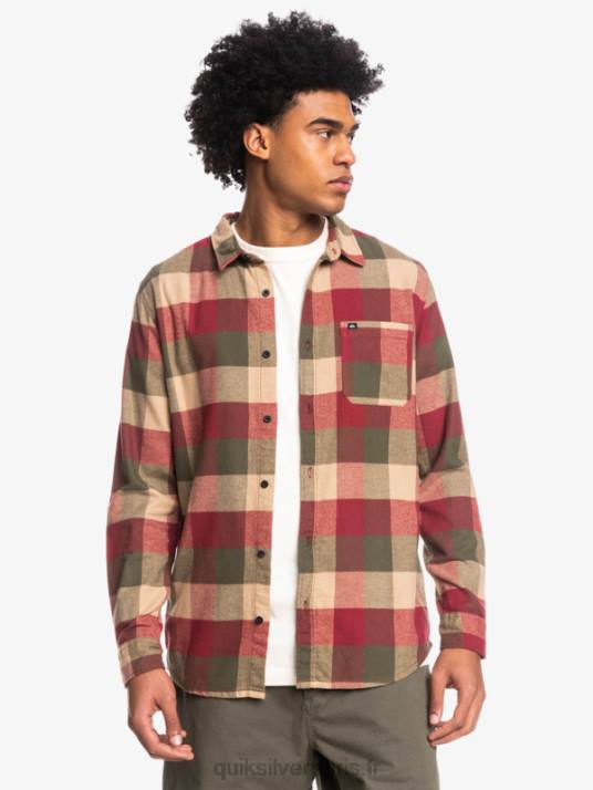 Hommes Quiksilver chemise en flanelle à manches longues motherfly D6PT1571 Mouche du vin rubis
