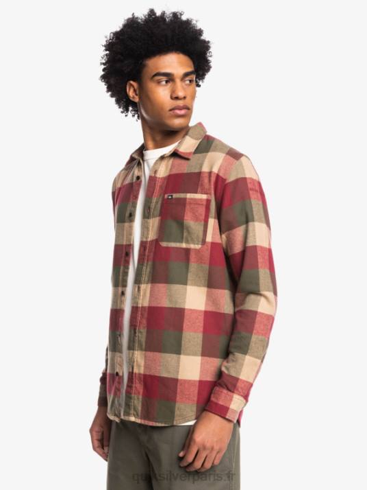 Hommes Quiksilver chemise en flanelle à manches longues motherfly D6PT1571 Mouche du vin rubis