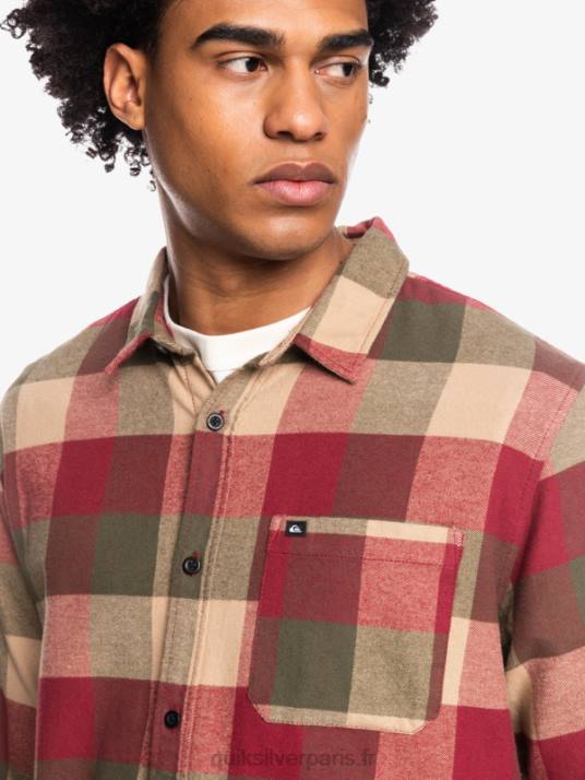 Hommes Quiksilver chemise en flanelle à manches longues motherfly D6PT1571 Mouche du vin rubis