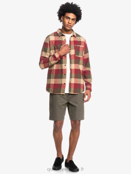Hommes Quiksilver chemise en flanelle à manches longues motherfly D6PT1571 Mouche du vin rubis