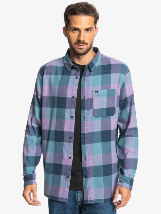 Hommes Quiksilver chemise en flanelle à manches longues motherfly D6PT1572 insigne bleu mère mouche