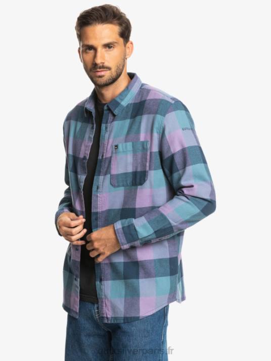 Hommes Quiksilver chemise en flanelle à manches longues motherfly D6PT1572 insigne bleu mère mouche