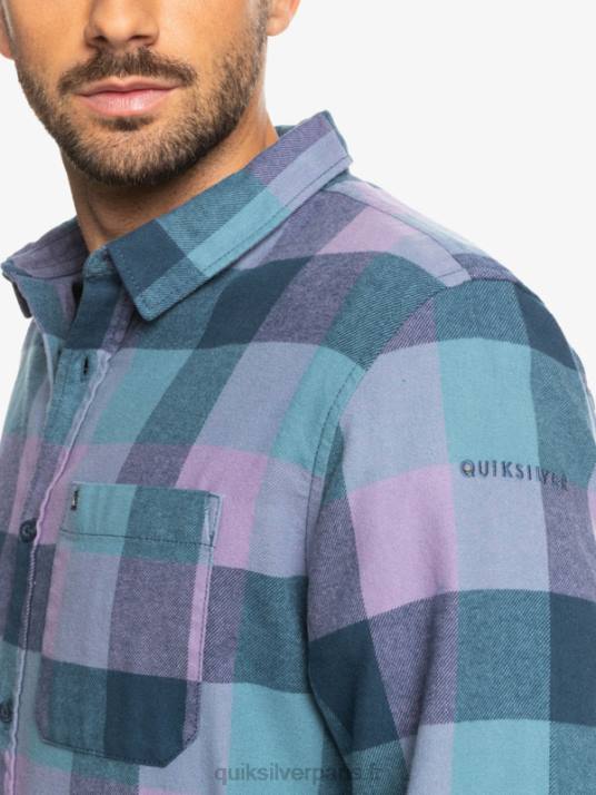 Hommes Quiksilver chemise en flanelle à manches longues motherfly D6PT1572 insigne bleu mère mouche