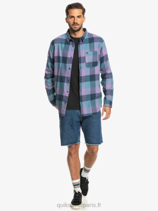 Hommes Quiksilver chemise en flanelle à manches longues motherfly D6PT1572 insigne bleu mère mouche