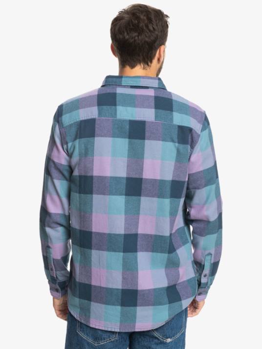 Hommes Quiksilver chemise en flanelle à manches longues motherfly D6PT1572 insigne bleu mère mouche