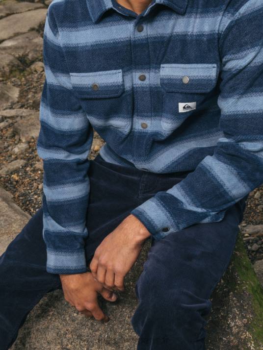 Hommes Quiksilver chemise en flanelle à manches longues surf days D6PT1556 blazer bleu marine à rayures en flanelle