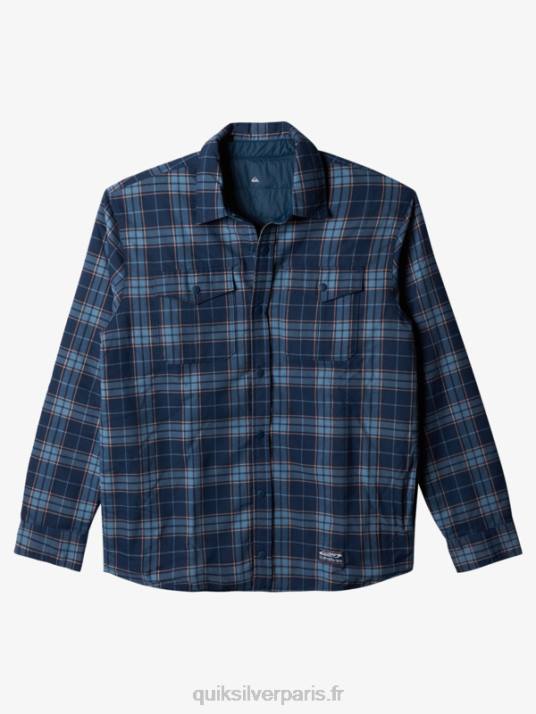 Hommes Quiksilver chemise en flanelle réversible isolée Free Climb D6PT1702 escalade libre bleu insigne