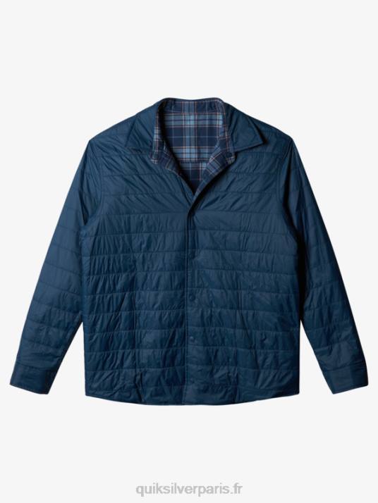 Hommes Quiksilver chemise en flanelle réversible isolée Free Climb D6PT1702 escalade libre bleu insigne