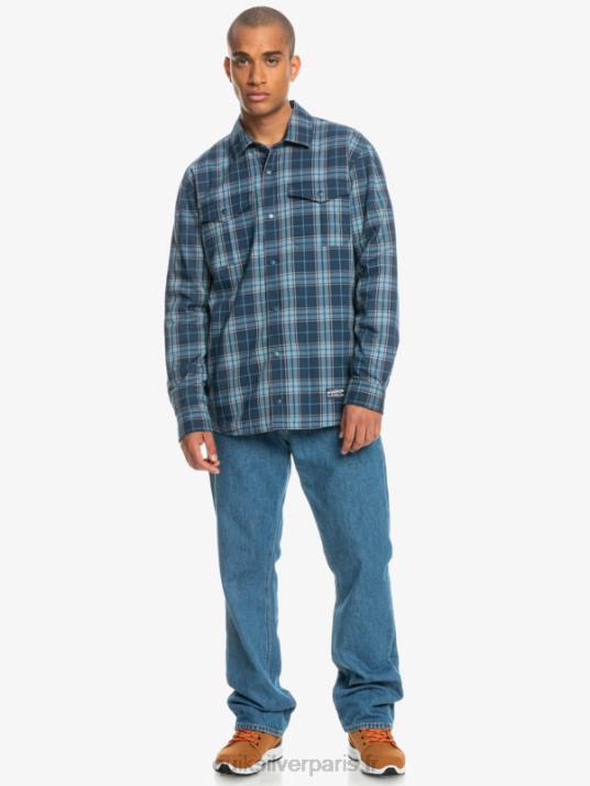 Hommes Quiksilver chemise en flanelle réversible isolée Free Climb D6PT1702 escalade libre bleu insigne