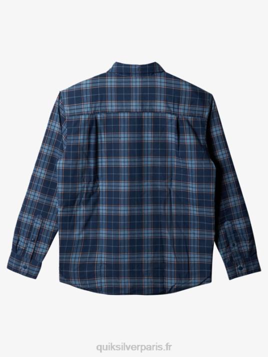 Hommes Quiksilver chemise en flanelle réversible isolée Free Climb D6PT1702 escalade libre bleu insigne