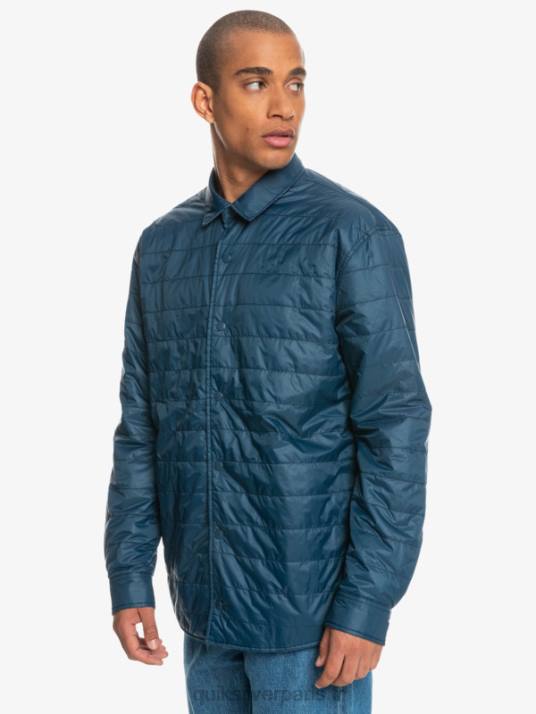 Hommes Quiksilver chemise en flanelle réversible isolée Free Climb D6PT1702 escalade libre bleu insigne