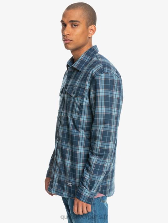 Hommes Quiksilver chemise en flanelle réversible isolée Free Climb D6PT1702 escalade libre bleu insigne