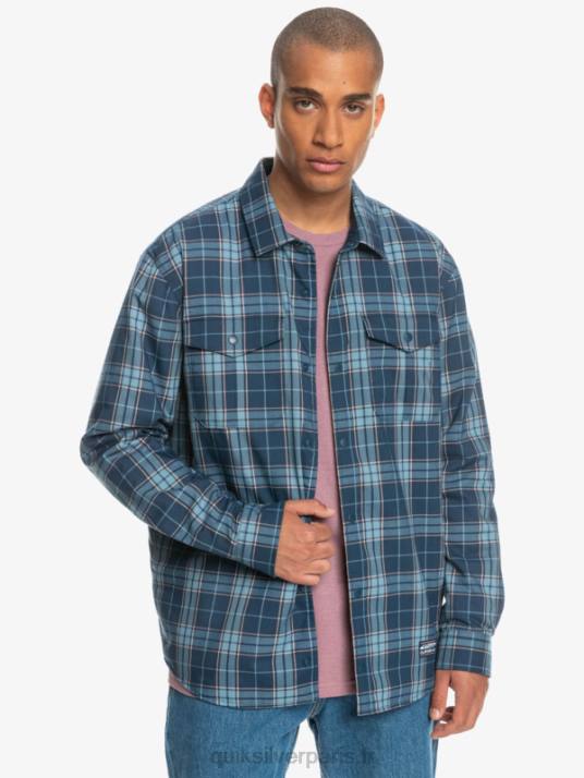 Hommes Quiksilver chemise en flanelle réversible isolée Free Climb D6PT1702 escalade libre bleu insigne