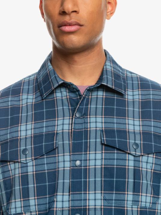 Hommes Quiksilver chemise en flanelle réversible isolée Free Climb D6PT1702 escalade libre bleu insigne