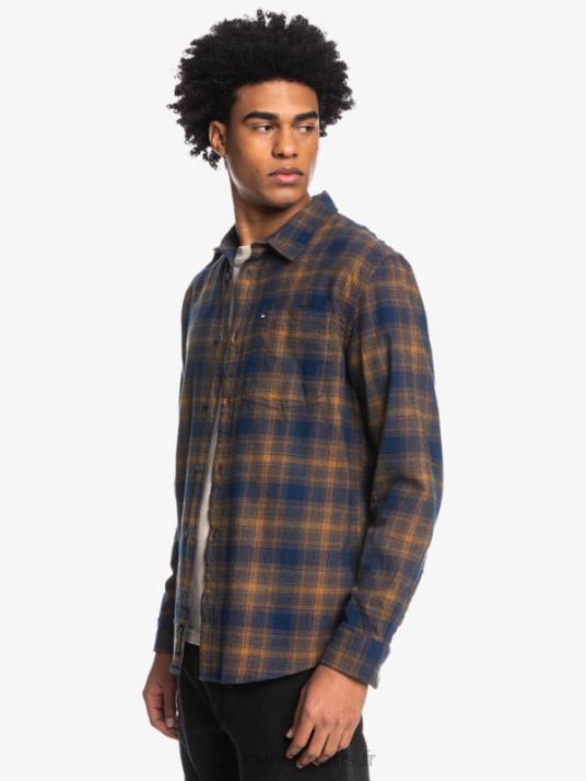 Hommes Quiksilver chemise en flanelle stretch à manches longues ganaway D6PT1767 Ganaway bleu insigne