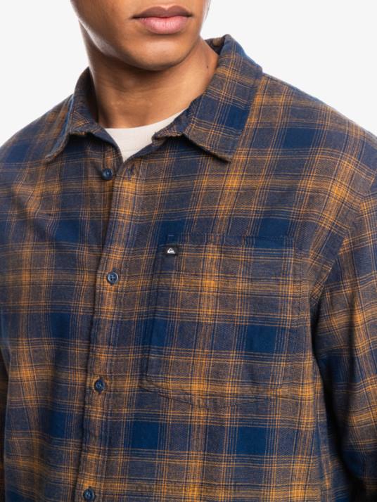 Hommes Quiksilver chemise en flanelle stretch à manches longues ganaway D6PT1767 Ganaway bleu insigne