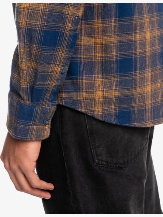 Hommes Quiksilver chemise en flanelle stretch à manches longues ganaway D6PT1767 Ganaway bleu insigne