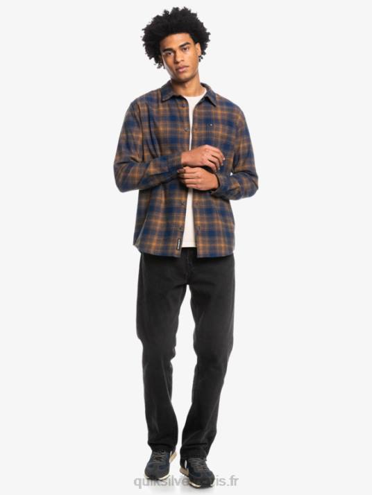 Hommes Quiksilver chemise en flanelle stretch à manches longues ganaway D6PT1767 Ganaway bleu insigne