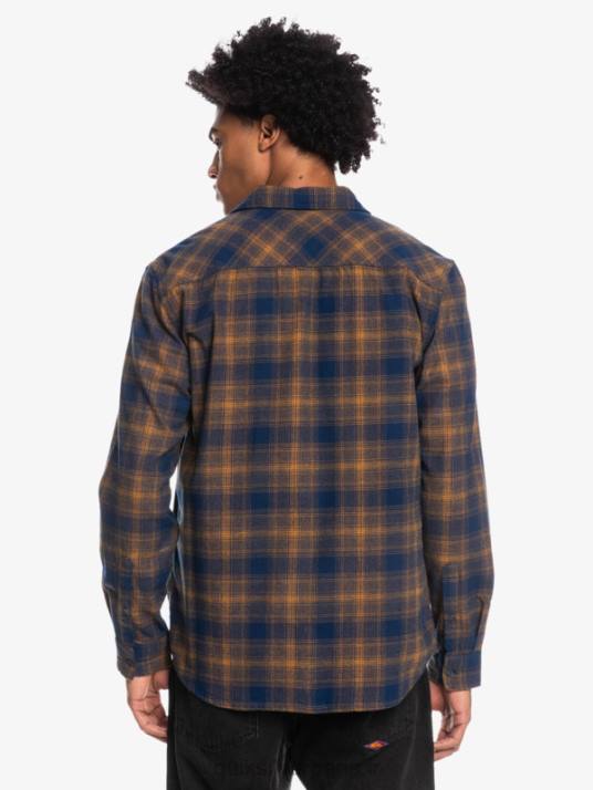 Hommes Quiksilver chemise en flanelle stretch à manches longues ganaway D6PT1767 Ganaway bleu insigne