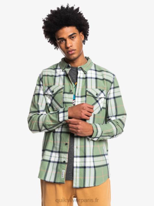 Hommes Quiksilver chemise en flanelle stretch à manches longues tilleul D6PT1427 loden frost tilleul stretch