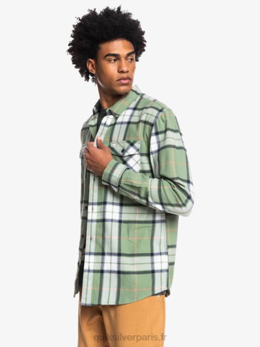 Hommes Quiksilver chemise en flanelle stretch à manches longues tilleul D6PT1427 loden frost tilleul stretch